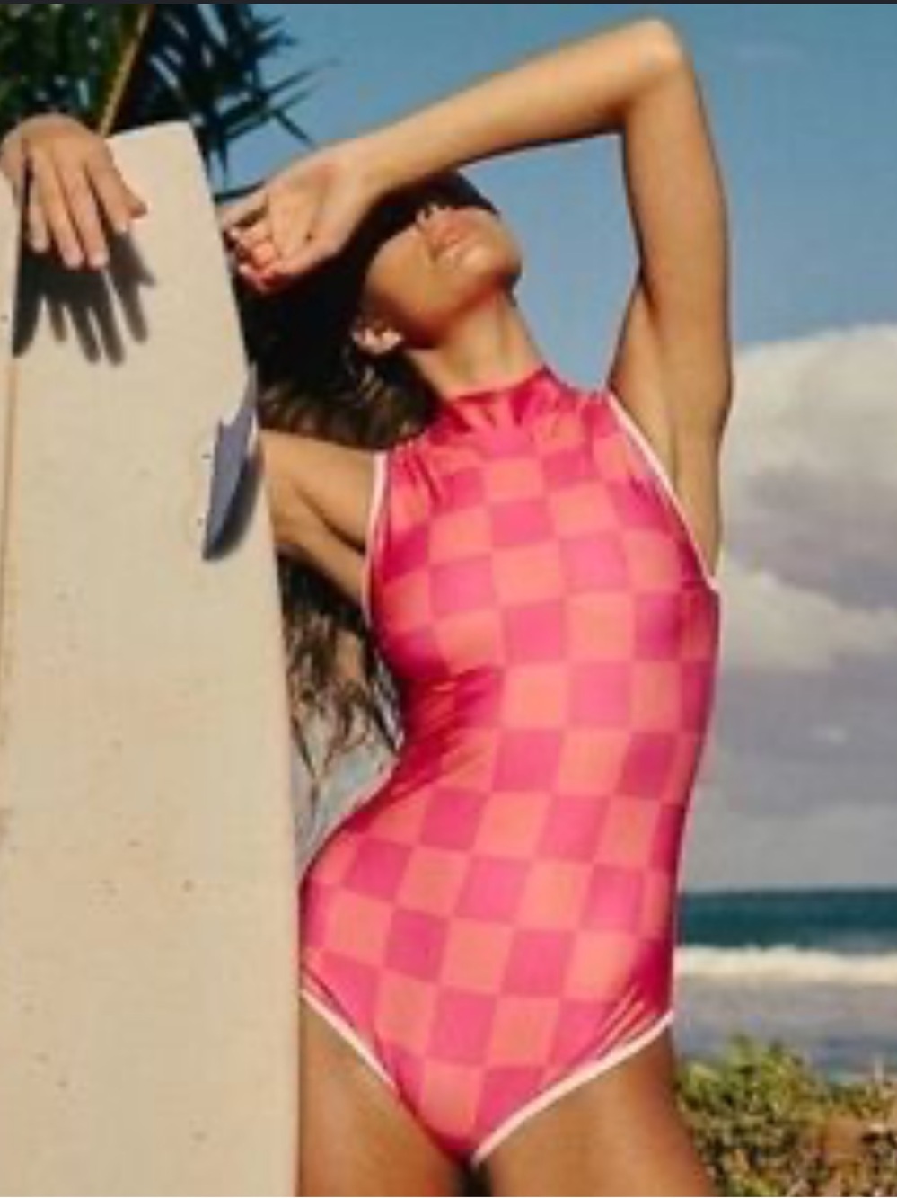 Salt Gypsy Jade One Piece Surf Suit in Cherry Glow Check | NWT